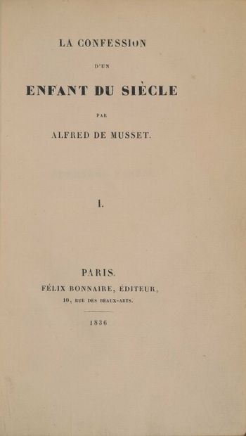null MUSSET (Alfred de). La confession d'un enfant du siècle. Paris, F. Bonnaire,...
