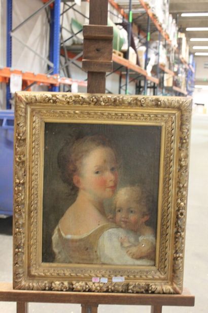 null Ecole FRANCAISE de la fin du XVIIIe siècle. 

Portrait de femme et d'un enfant....