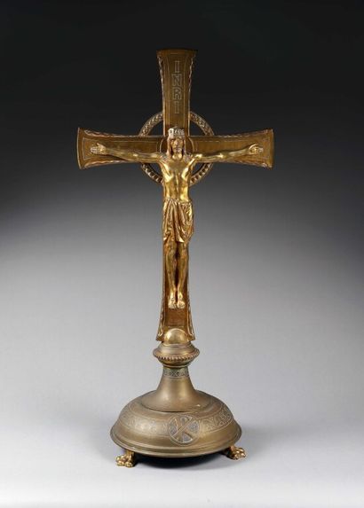 CHRIST EN CROIX en bronze doré