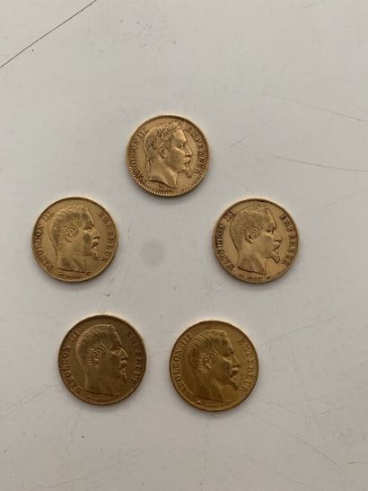 null 4 pièces de 20 F or Napoléon III "Tête nue" 1853, 1856 et 1858 A et 1859 BB...