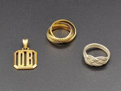 null LOT of 18K (750 thousandths) gold (total 13.1 g NET) and silver (3.4 g) comprising:

-...
