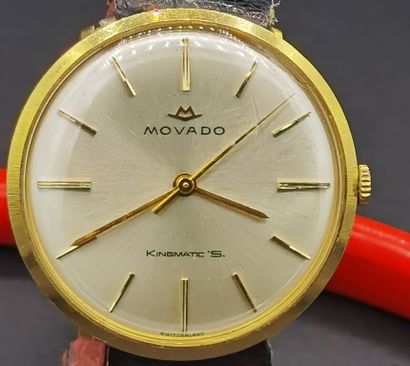 null MOVADO. Vers 1965. Modèle Kingmatic "S". MONTRE d'homme en or jaune 18K (750...