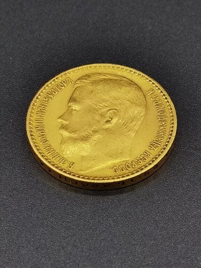 null [Frais judiciaires : 14,28 %]. Pièce de 15 roubles en or (900 millièmes), 1897,...