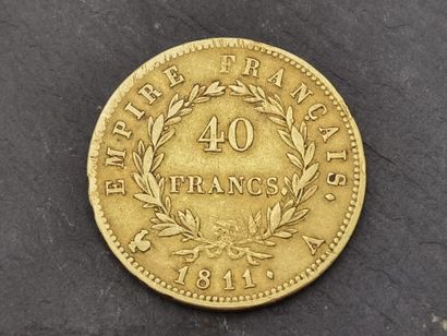 null Gold coin (900 thousandths) of 40 francs, Napoleon Head laurel, 1811 A, weighing...