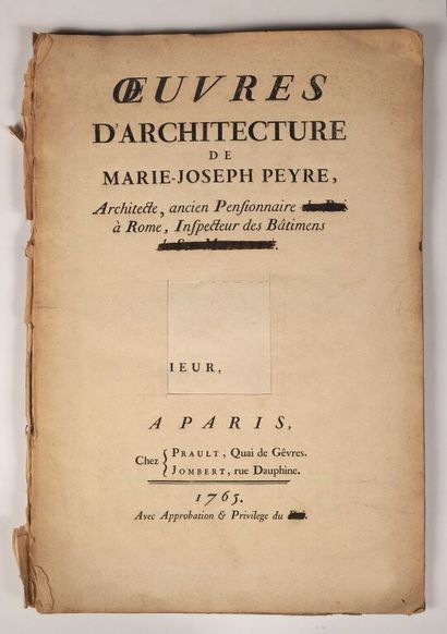 null PEYRE (Marie-Joseph). OEuvres d'architecture A Paris, chez Prault, Jombert,...