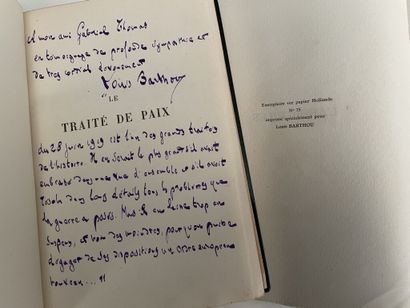 null BARTHOU (Louis). Le traité de paix. Paris, Charpentier, 1919. In-12, maroquin...
