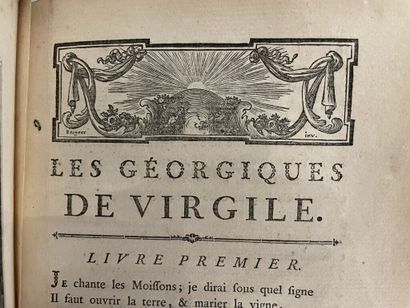 null VIRGILE. Les Géorgiques. Paris, Bleuet, 1770. In-8, 347 p., fr., pl., veau fauve...