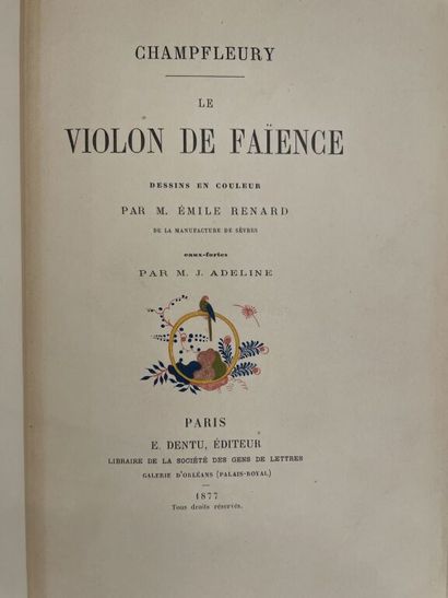 null RENARD. CHAMPFLEURY. Le violon de faïence. Paris, Dentu, 1877. In-8, demi-chagrin...