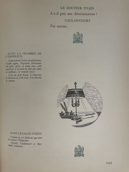 null GUITRY (Sacha). Napoléon. Paris, Raoul Solar, 1955. Infolio, maroquin vert éditeur,...