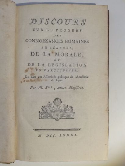 null [SERVAN (Antoine-Joseph-Michel)]. Discours sur le progrès des connoissances...