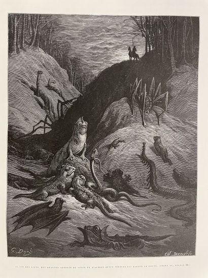 null DORÉ. ARIOSTE (THE). Roland furieux. Paris, Hachette, 1879. In-folio, publisher's...