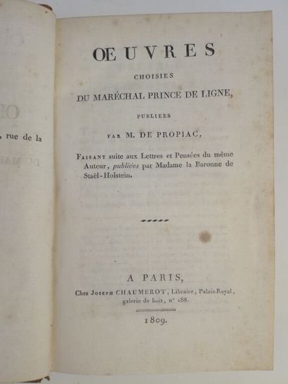 null LIGNE (Charles-Joseph). Oeuvres choisies du Maréchal Prince de Ligne, publiées...