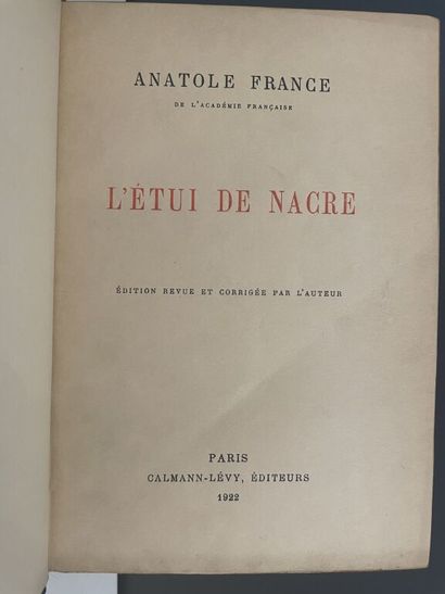 null FRANCE (Anatole). L'étui de nacre. Paris, Calmann-Lévy, 1922. In-8, demi-maroquin...