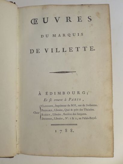 null VILLETTE (Charles-Michel de). Oeuvres du marquis de Villette. A Edimbourg, et...
