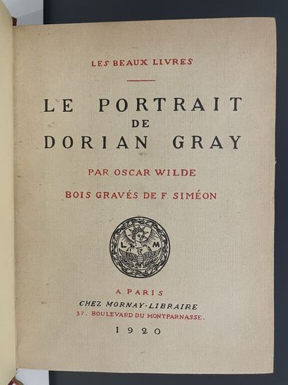 null SIMÉON. WILDE (Oscar). The Portrait of Dorian Gray. Paris, Mornay (Les beaux...