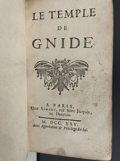 null [MONTESQUIEU]. Le Temple de Gnide. A Paris, chez Simart, 1725. In-12, [6] f.,...