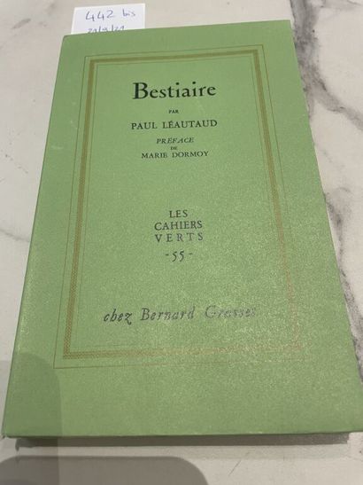 null Hors catalogue /// LÉAUTAUD (Paul). Bestiaire. Préface de Marie Dormoy. Paris,...