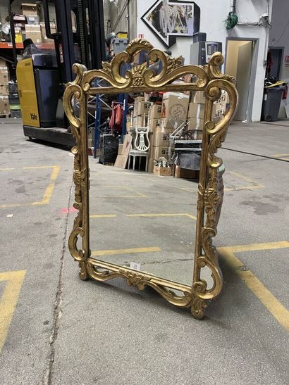 Rectangular mirror with moulded gilded wood...