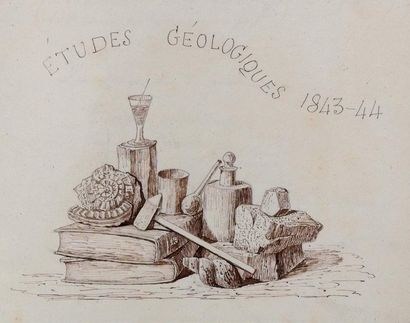 null Manuscrit. P.S.O. Études géologiques. 1843-1844. Un volume in-°, plein (reliure...