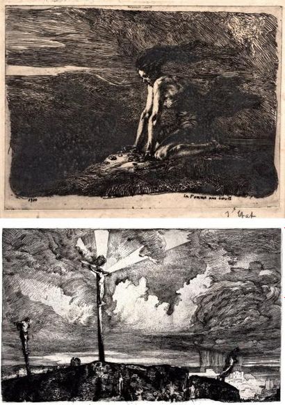 Marcel ROUX La Femme aux louis, 1910, eau-forte, 29,5x40cm, bonnes marges, belle...