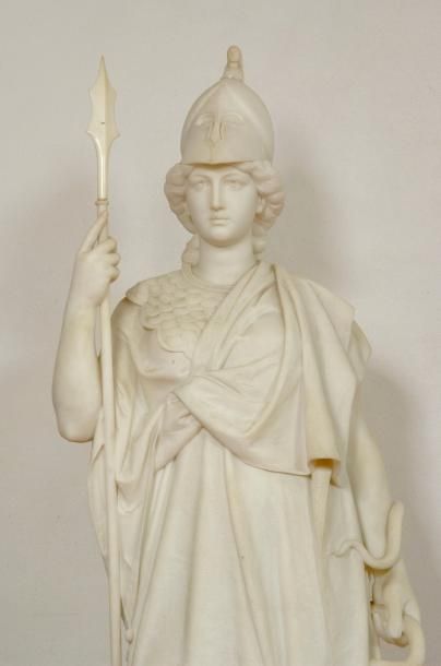 VILLA, Giovanni Battista (1832-1899) «Apollon et Minerve». Deux sculptures en marbre...