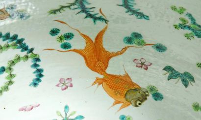CHINE Paire d'aquariums en porcelaine à décor polychrome et or de dragons à quatre...