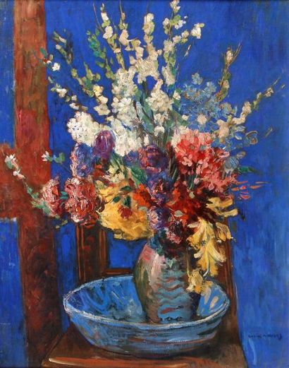 Pierre CREIXAMS (1893 - 1965) Bouquet de fleurs. Huile sur toile, signée en bas à...