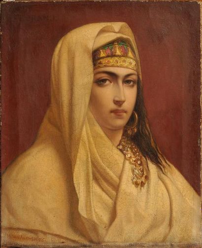 Michael VAN ALPHEN (1840- ?) Portrait de jeune femme ottomane. Huile sur toile signée...