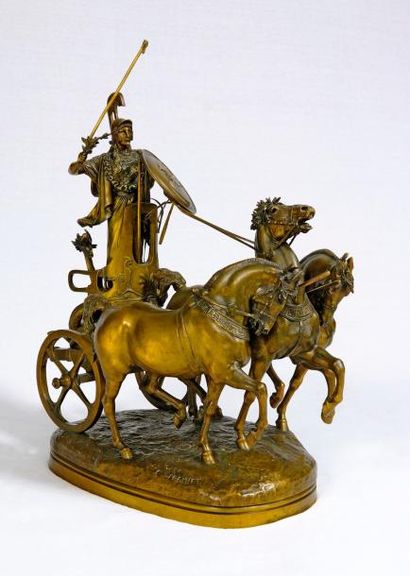 Emmanuel FRÉMIET (1824-1910), d'après «Le Char d'Athéna». Épreuve en bronze à patine...