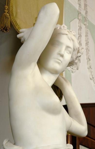 Nunes, Antonio Alberto (1838-1912) «Jeune femme coiffée de roses, en partie dénudée»....