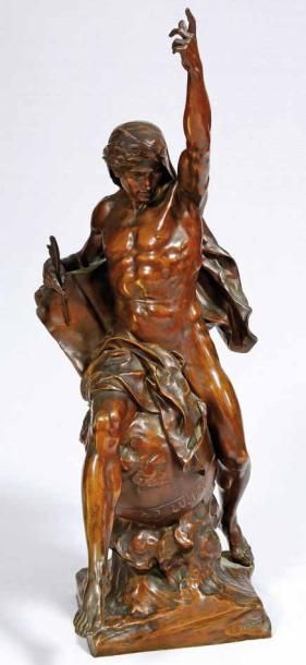 PICAULT, Émile Louis (1833-1915) «L'inspiration». Bronze à patine brune signé sur...