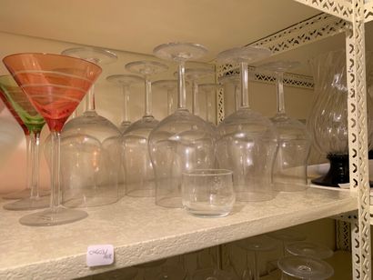 null Lot of glassware including five cognac glasses, six large blown glass footed...