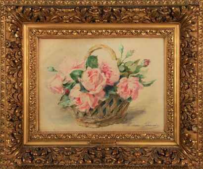null Madeleine LEMAIRE (1849-1883).

Panier de roses.

Aquarelle signée en bas à...