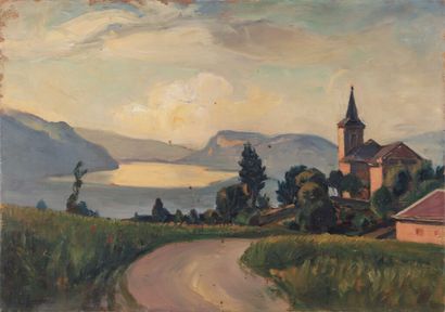null Joseph Victor COMMUNAL (1876-1962).

Le lac du Bourget vu de Montagnole.

Huile...
