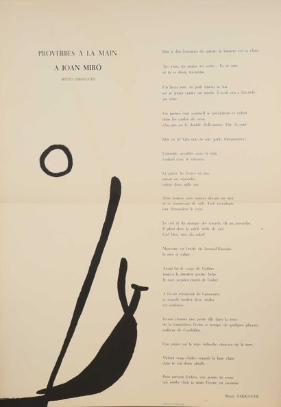 null MIRÓ. TAKIGUCHI (Shuzo). Proverbes à la main à Joan Miró. Barcelona, La poligrafa,...
