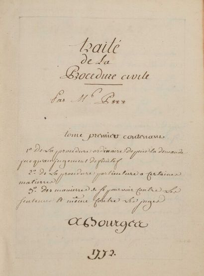 null [Manuscrit]. [Droit]. [POTHIER (Robert-Joseph)]. Traité de la Procédure civile....