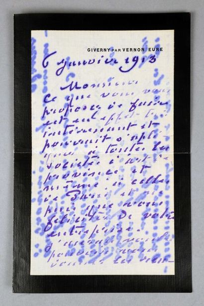 null [Dr. Joseph Flandrin]. Claude MONET (1840-1926), peintre.

Lettre autographe...