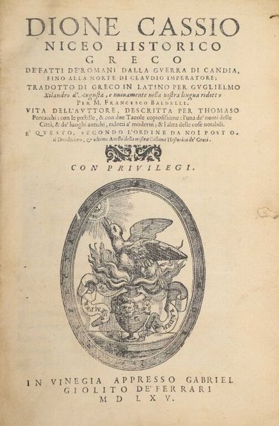 [Livre du XVIe siècle]. DION CASSIUS. De...