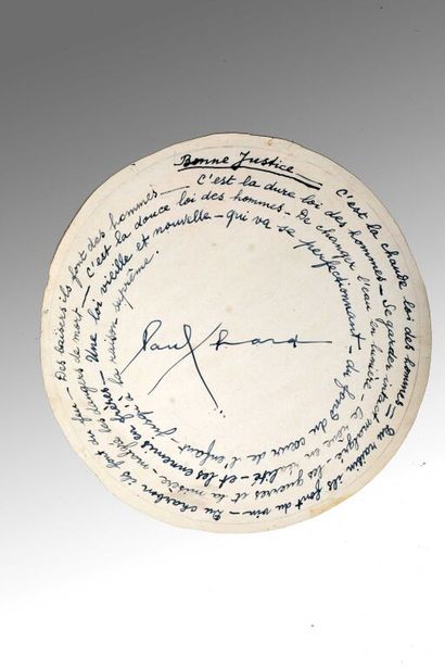 ÉLUARD (Paul) (1895-1952). Poème-calligramme...