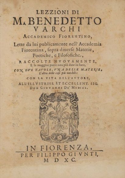 null [Livre du XVIe siècle]. VARCHI (Benedetto). Lezzioni di M. Benedetto Varchi,...