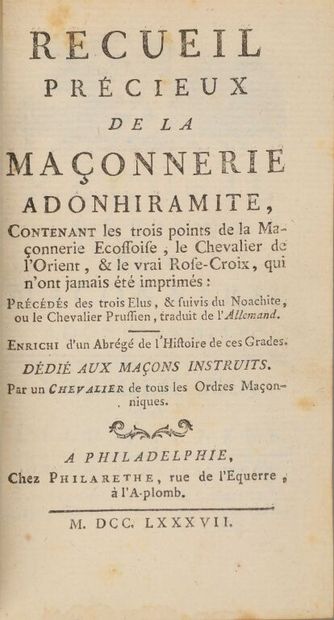 null [Franc-maçonnerie]. [GUILLEMAIN DE SAINT-VICTOR (Louis)] Recueil précieux de...