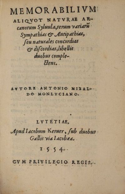 null [Livre du XVIe siècle]. MIZAULD (Antoine). Ephemerides aeris perpetuae, seu...