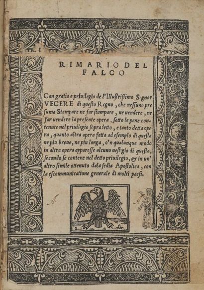 null [Livre du XVIe siècle]. DI FALCO (Benedetto). Rimario del Falco Napoli. Matteo...