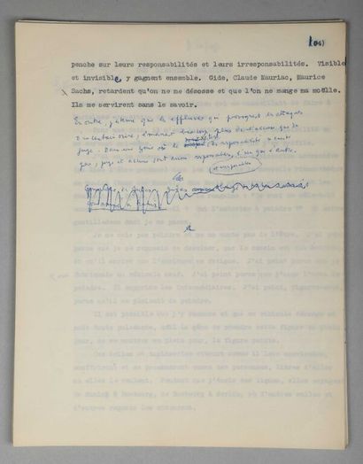 null COCTEAU (Jean) (1889-1963). Tapuscrit signé avec corrections autographes intitulé...