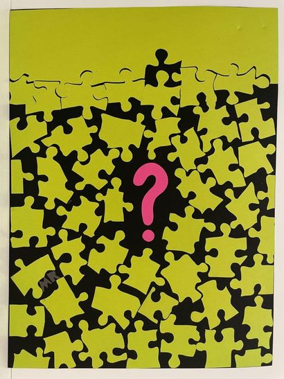  Michael ROBERTS (born in 1947) 
Set of 14 collages on strong paper: question marks...