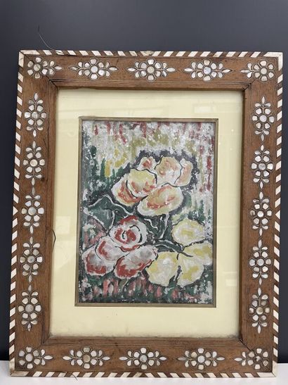  Michael ROBERTS (born in 1947) 
Roses. 
Four oil paintings. 
Unsigned. 
Framed....