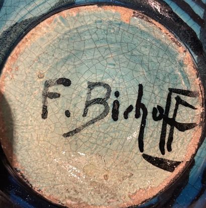  Francis BICHOFF (1876-1945) 
Vase globulaire à col resserré sur talon à décor de...