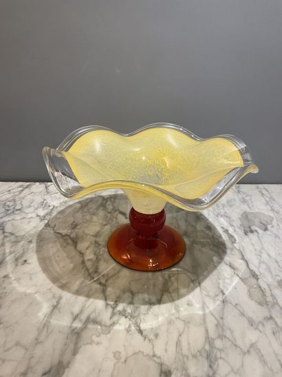 LANCEL

Glass flower vase on pedestal with...