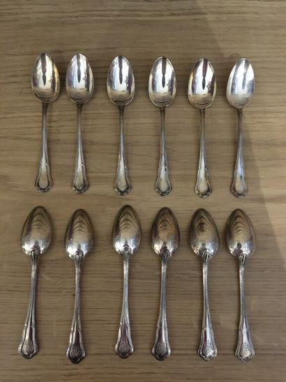 Series of 12 coffee spoons in silver 950...