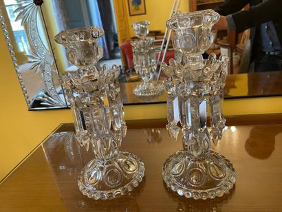 null House BACCARAT. 

Two candlesticks end of table in crystal with gadrooned decoration...